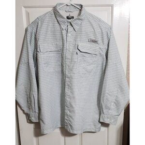 Habit Shirt Mens Size XL White Blue/Green Stripes